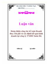 Luận văn Hoàn thiện công tác kế toán Doanh thu, Chi phí và xác định kết quả kinh doanh tại công ty TNHH Xuân Hà