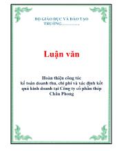 Luận văn Hoàn thiện công tác kế toán doanh thu, chi phí và xác định kết quả kinh doanh tại Công ty cổ phần thép Châu Phong
