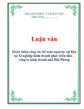 Luận văn Hoàn thiện công tác kế toán nguyên vật liệu tại Xí nghiệp kinh doanh phát triển nhà – Công ty kinh doanh nhà Hải Phòng