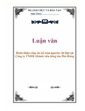 Luận văn Hoàn thiện công tác kế toán nguyên vật liệu tại Công ty TNHH 1 thành viên đóng tàu Phà Rừng