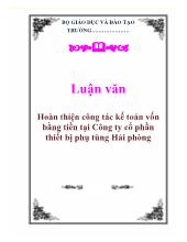 Luận văn Hoàn thiện công tác kế toán vốn bằng tiền tại Công ty cổ phần thiết bị phụ tùng Hải phòng