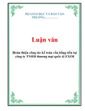 Luận văn Hoàn thiện công tác kế toán vốn bằng tiền tại công ty TNHH thương mại quốc tế EXIM