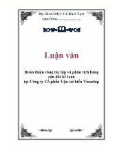 Luận văn Hoàn thiện công tác lập và phân tích bảng cân đối kế toán tại công ty cổ phần vận tải biển Vinaship