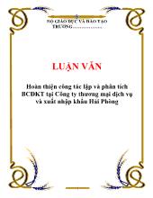 Luận văn Hoàn thiện công tác lập và phân tích bảng cân đối kế toán tại Công ty thương mại dịch vụ và xuất nhập khẩu Hải Phòng
