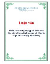 Luận văn Hoàn thiện công tác lập và phân tích báo cáo kết quả kinh doanh tại Công ty cổ phần xây dựng Miền Đông