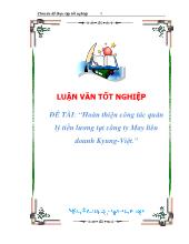 Luận văn Hoàn thiện công tác quản lý tiền lương ở công ty May liên doanh Kyung - Việt