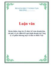 Luận văn Hoàn thiện công tác tổ chức kế toán doanh thu, chi phí và xác định kết quả kinh doanh tại Công ty cổ phần thương mại và đầu tư Biển Việt