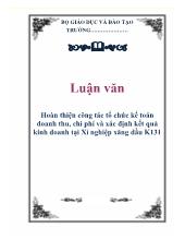 Luận văn Hoàn thiện công tác tổ chức kế toán doanh thu, chi phí và xác định kết quả kinh doanh tại Xí nghiệp xăng dầu K131