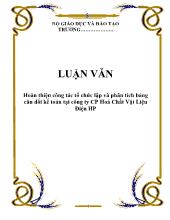 Luận văn Hoàn thiện công tác tổ chức lập và phân tích bảng cân đối kế toán tại công ty cổ phần hoá chất vật liệu điện Hải Phòng