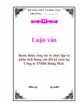 Luận văn Hoàn thiện công tác tổ chức lập và phân tích Bảng cân đối kế toán tại Công ty TNHH Hưng Phát