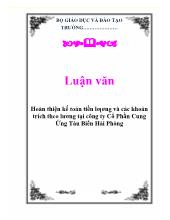 Luận văn Hoàn thiện kế toán tiền lƣơng và các khoản trích theo lương tại công ty cổ phần cung ứng tàu biển Hải Phòng