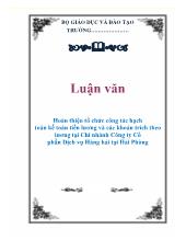Luận văn Hoàn thiện tổ chức công tác hạch toán kế toán tiền lương và các khoản trích theo lương tại chi nhánh công ty cổ phần dịch vụ hàng hải tại Hải Phòng