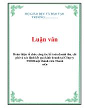 Luận văn Hoàn thiện tổ chức công tác kế toán doanh thu, chi phí và xác định kết quả kinh doanh tại Công ty TNHH một thành viên Thanh niên