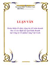 Luận văn Hoàn thiện tổ chức công tác kế toán doanh thu và xác định kết quả kinh doanh tại Công ty Cổ phần Cảng Vật Cách