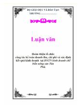 Luận văn Hoàn thiện tổ chức công tác kế toán doanh thu, chi phí và xác định kết quả kinh doanh tại doanh nghiệp tư nhân kinh doanh chế biến nông sản Tân Phú