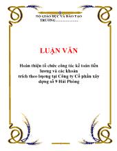 Luận văn Hoàn thiện tổ chức công tác kế toán tiền lương và các khoản trích theo lương tại công ty cổ phần xây dựng số 9 Hải Phòng