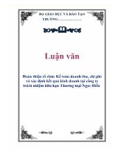 Luận văn Hoàn thiện tổ chức Kế toán doanh thu, chi phí và xác định kết quả kinh doanh tại công ty trách nhiệm hữu hạn Thương mại Ngọc Hiếu