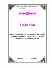 Luận văn Hoàn thiện tổ chức lập và phân tích báo cáo kết quả kinh doanh tại Công ty Cổ Phần tư vấn thiết kế đầu tư Miền Duyên Hải
