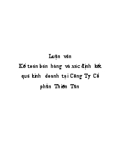 Luận văn Kế toán bán hàng và xác định kết quả kinh doanh tại công ty cổ phần Thiên Tân