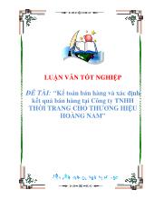 Luận văn Kế toán bán hàng và xác định kết quảbán hàng tại công ty TNHH thời trang cho thương hiệu Hoàng Nam