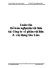 Luận văn Kế toán nghuyên vật liệu tại Công ty cổ phần vật liệu và xây dựng Gia Lâm