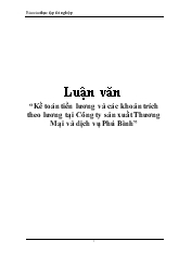 Luận văn Kế toán tiền lương và các khoản trích theo lương tại công ty sản xuất thương mại và dịch vụ Phú Bình