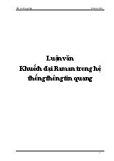 Luận văn Khuếch đại Raman trong hệ thống thông tin quang