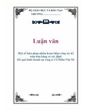 Luận văn Một số biện pháp nhằm hoàn thiện công tác kế toán bán hàng và xác định kết quả kinh doanh tại công ty cổ phần Việt Xô
