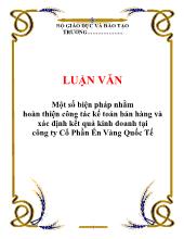 Luận văn Một số biện pháp nhằm hoàn thiện công tác kế toán bán hàng và xác định kết quả kinh doanh tại công ty cổ phần Én Vàng quốc tế
