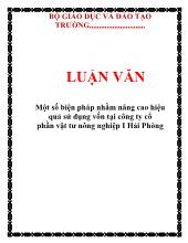 Luận văn Một số biện pháp nhằm nâng cao hiệu quả sử dụng vốn ở công ty cổ phần vật tư nông nghiệp I Hải Phòng