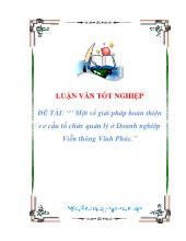Luận văn Một số giải pháp hoàn thiện cơ cấu tổ chức quản lý tại Doanh nghiệp Viễn thông Vĩnh Phúc
