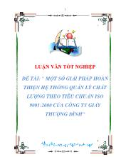 Luận văn Một số giải pháp hoàn thiện hệ thống quản lý chất lượng theo tiêu chuẩn iso 9001:2000 của công ty giầy Thượng Đình