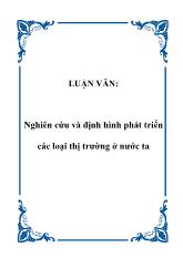 Luận văn Nghiên cứu và định hình phát triển các loại thị trường ở nước ta