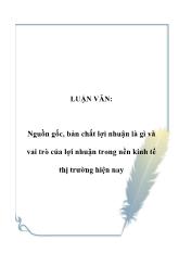 Luận văn Nguồn gốc, bản chất lợi nhuận là gì và vai trò của lợi nhuận trong nền kinh tế thị trường hiện nay