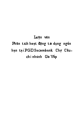 Luận văn Phân tích hoạt động tín dụng ngắn hạn tại phòng giao dịch Sacombank Chợ Cầu - Chi nhánh Gò Vấp