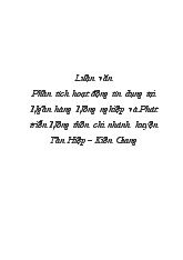 Luận văn Phân tích hoạt động tín dụng tại Ngân hàng Nông nghiệp và Phát triển Nông thôn chi nhánh huyện Tân Hiệp – Kiên Giang