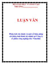 Luận văn Phân tích tài chính và một số biện pháp cải thiện tình hình tài chính tại Công ty cổ phần công nghiệp đúc Vinashin