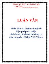Luận văn Phân tích tài chính và một số biện pháp cải thiện tình hình tài chính tại công ty vận tải quốc tế Nhật Việt Vijaco