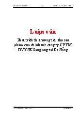 Luận văn Phát triển thị trường tiêu thụ sản phẩm của chi nhánh công ty cổ phần thương mại dịch vụ xuất nhập khẩu Sangiang tại Đà Nẵng