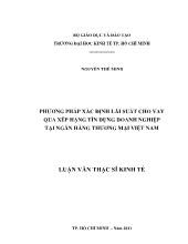 Luận văn Phương pháp xác định lãi suất cho vay quaxếp hạng tín dụng doanh nghiệp tại ngân hàng thương mại Việt Nam
