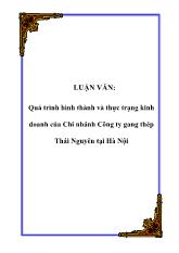 Luận văn Quá trình hình thành và thực trạng kinh doanh của Chi nhánh Công ty gang thép Thái Nguyên ở Hà Nội