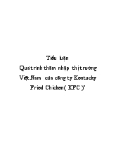 Luận văn Quá trình thâm nhập thị trường Việt Nam của công ty Kentucky Fried Chicken (KFC)