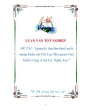 Luận văn Quản lý thu thu thuếxuất nhập khẩu tại chi cục hải quan cửa khẩu cảng (Cửa Lò, Nghệ An)