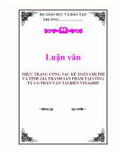 Luận văn Thực trạng công tác kế toán chi phí và tính giá thành sản phẩm tại công ty cổ phần vận tải biển vinaship