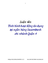 Luận văn Tình hình hoạt động tín dụng tại ngân hàng Sacombank chi nhánh Quận 4