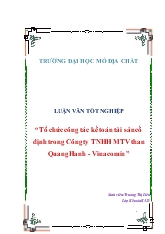 Luận văn Tổ chức công tác kế toán tài sản cố định trong Công ty TNHH MTV than Quang Hanh - Vinacomin
