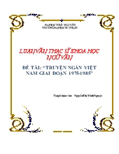Luận văn Truyện ngắn Việt Nam giai đoạn 1975 - 1985