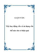 Luận văn Việc huy động vốn và sử dụng vốn thế nào cho có hiệu quả