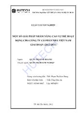 Một số giải pháp nhằm nâng cao vị thế hoạt động cho công ty cổ phần nhà Việt Nam giai đoạn (2012 - 2015)