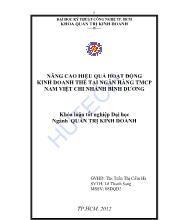 Nâng cao hiệu quả hoạt động kinh doanh thẻ tại ngân hàng thương mại cổ phần Nam Việt chi nhánh Bình Dương